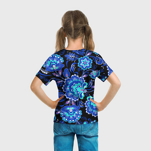 Детская футболка Синяя хохлома / 3D-принт – фото 6