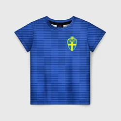Футболка детская Сборная Швеции: Гостевая ЧМ-2018, цвет: 3D-принт