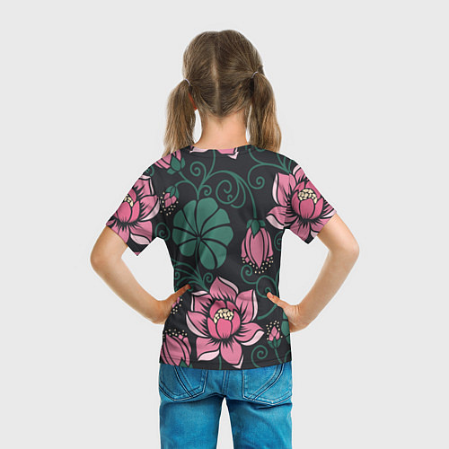 Детская футболка Black Pink: Delicate Flowers / 3D-принт – фото 6