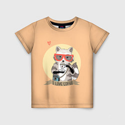 Футболка детская Raccoon Love Coffee, цвет: 3D-принт