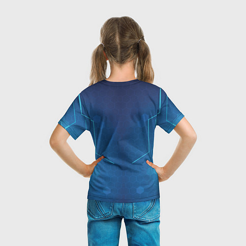 Детская футболка PUBG: Blue Hexagons / 3D-принт – фото 6