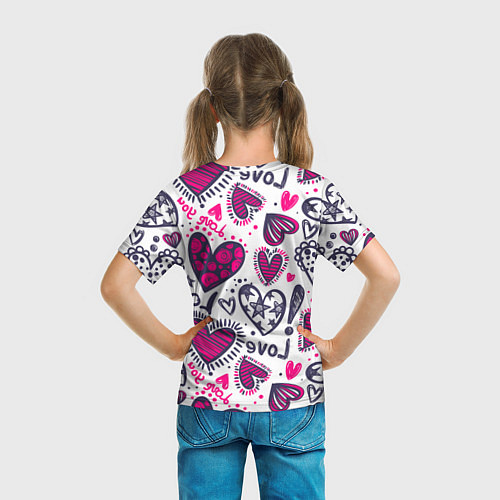 Детская футболка Love - pink hearts / 3D-принт – фото 6