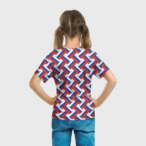 Детская футболка Российский триколор плетёнка / 3D-принт – фото 6