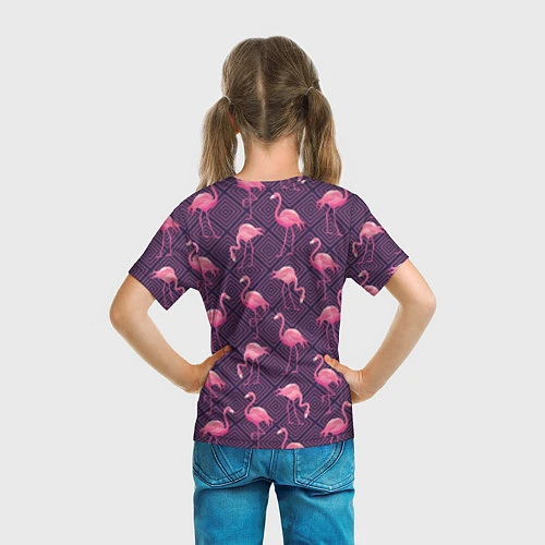 Детская футболка Фиолетовые фламинго / 3D-принт – фото 6