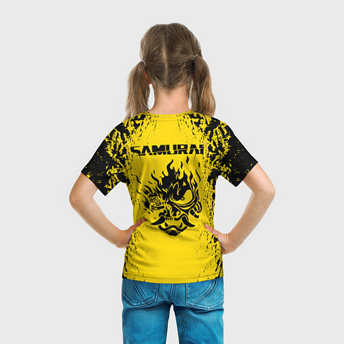 Детская футболка Cyberpunk 2077 Samurai logo / 3D-принт – фото 6