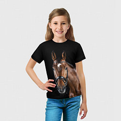 Футболка детская Гнедая красивая лошадь, цвет: 3D-принт — фото 2
