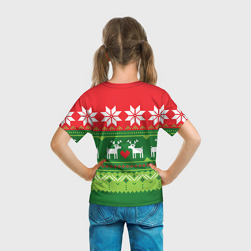 Детская футболка Скандинавские новогодние олени / 3D-принт – фото 6