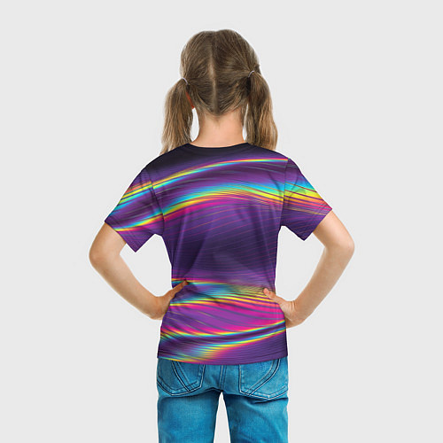 Детская футболка Разноцветные волнообразные / 3D-принт – фото 6