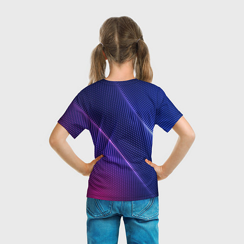 Детская футболка Фиолетово 3d волны 2020 / 3D-принт – фото 6