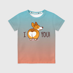 Футболка детская I love you смешной корги, цвет: 3D-принт