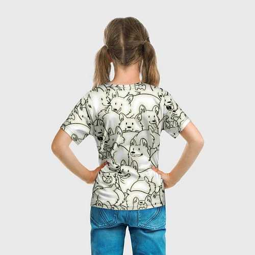 Детская футболка Корги ЧБ / 3D-принт – фото 6