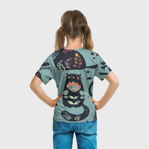 Детская футболка Цветочный кот / 3D-принт – фото 6
