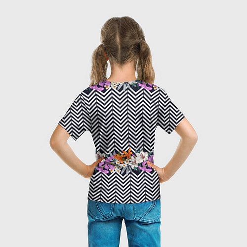 Детская футболка Тропически цветы с орнаментом / 3D-принт – фото 6