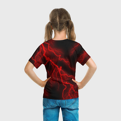 Детская футболка МОЛНИЯ RED NEON / 3D-принт – фото 6