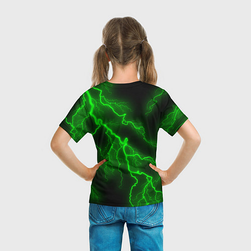 Детская футболка МОЛНИЯ GREEN NEON / 3D-принт – фото 6