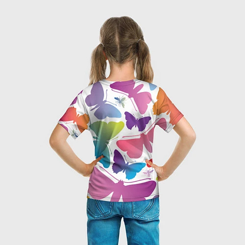 Детская футболка Разноцветные бабочки / 3D-принт – фото 6