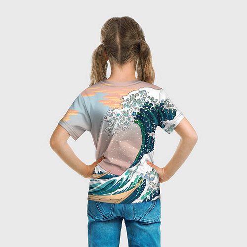 Детская футболка Большая волна в канагаве / 3D-принт – фото 6