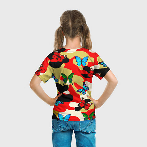 Детская футболка Камуфляжные бабочки / 3D-принт – фото 6