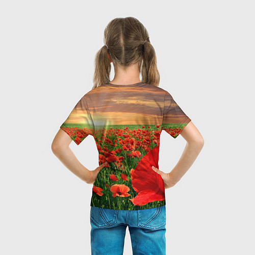 Детская футболка Красный мак на закате / 3D-принт – фото 6