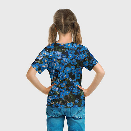 Детская футболка Поле синих цветов фиалки лето / 3D-принт – фото 6
