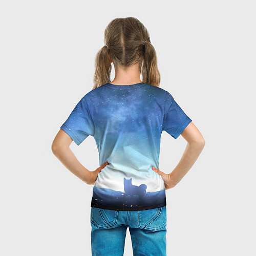 Детская футболка Силуэт корги ночь космос дымка / 3D-принт – фото 6