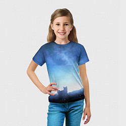 Футболка детская Силуэт корги ночь космос дымка, цвет: 3D-принт — фото 2