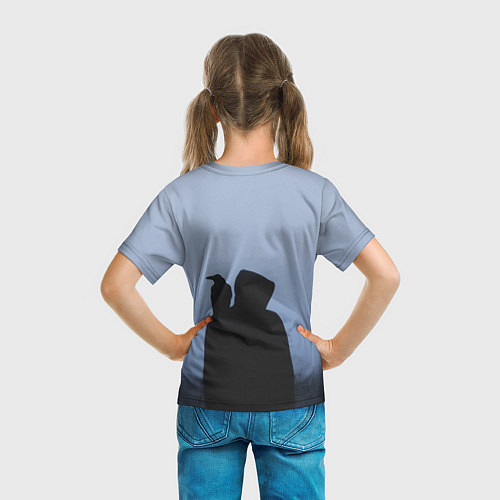 Детская футболка Силуэт ворон капюшон ночь / 3D-принт – фото 6