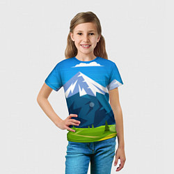 Футболка детская Горы пейзаж природа вектор, цвет: 3D-принт — фото 2