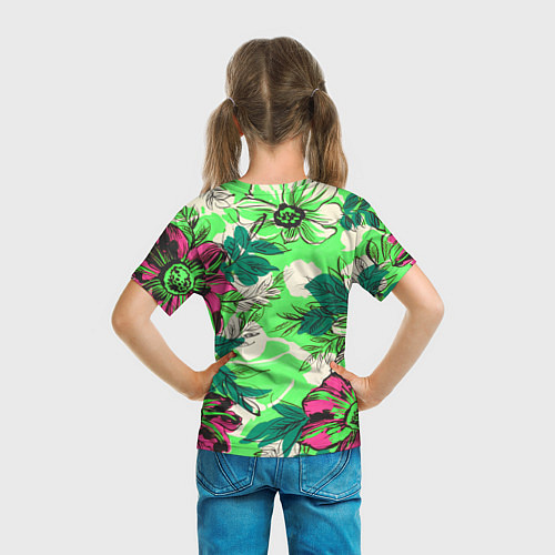 Детская футболка Цветы в неоне / 3D-принт – фото 6