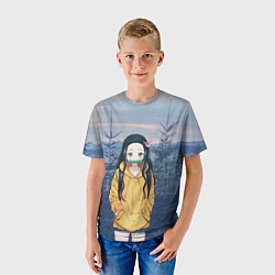 Футболка детская Незуко, цвет: 3D-принт — фото 2