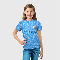 Футболка детская Manchester City 2021 Home Kit, цвет: 3D-принт — фото 2