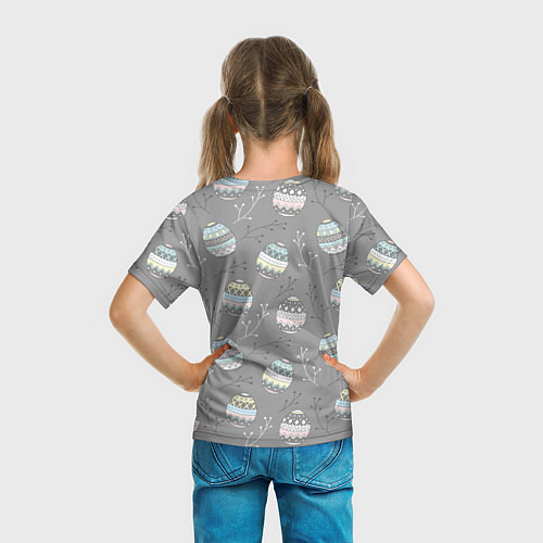 Детская футболка Яйца пасхальные серый фон / 3D-принт – фото 6