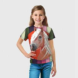 Футболка детская Лошадь с фоном, цвет: 3D-принт — фото 2