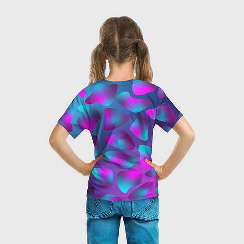 Детская футболка Неоновые капли / 3D-принт – фото 6