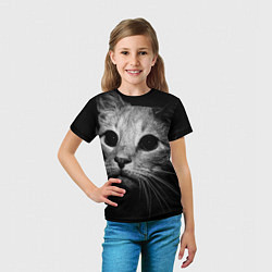 Футболка детская Чёрный кот, цвет: 3D-принт — фото 2