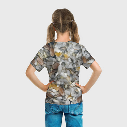Детская футболка Желто-серый каменный узор / 3D-принт – фото 6