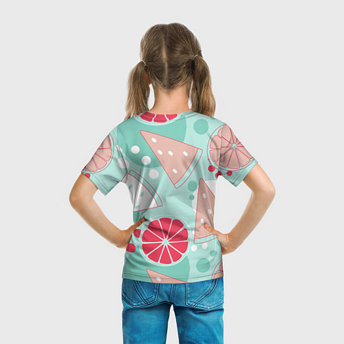 Детская футболка Арбузно-цитрусовый узор / 3D-принт – фото 6