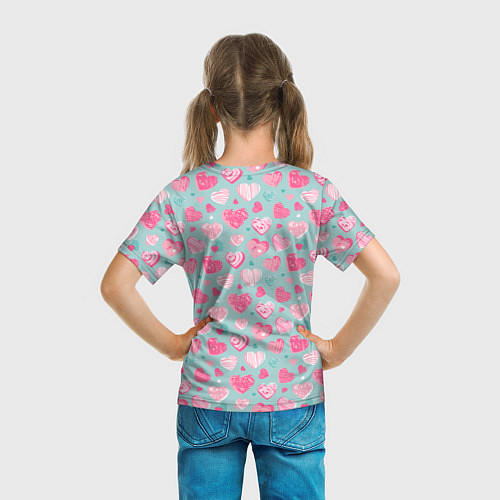 Детская футболка Сердечки в разных стилях / 3D-принт – фото 6