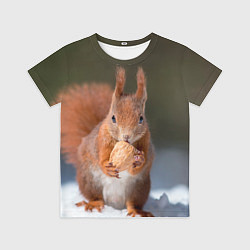Футболка детская Белка с орехом на снегу, цвет: 3D-принт