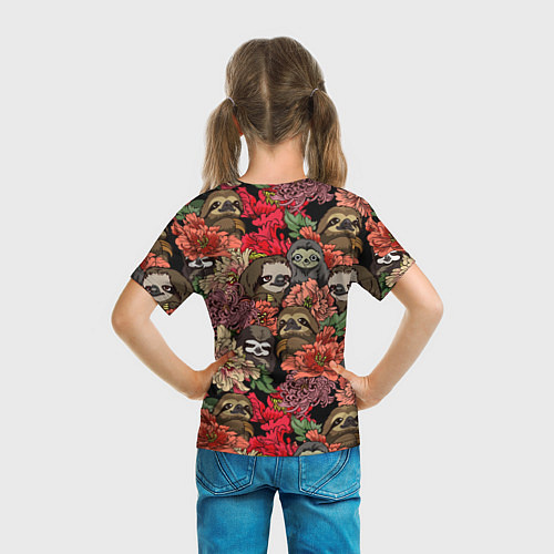 Детская футболка Ленивец & Цветочки / 3D-принт – фото 6