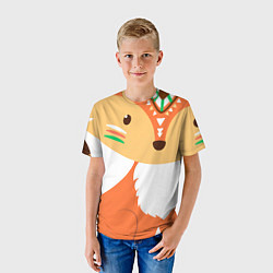 Футболка детская Лисичка этно окрас, цвет: 3D-принт — фото 2