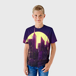 Футболка детская Неоновый город, цвет: 3D-принт — фото 2