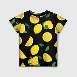 Футболка детская Лимоны на чёрном, цвет: 3D-принт