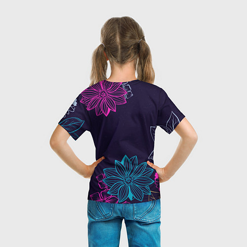 Детская футболка Красочные Цветы / 3D-принт – фото 6