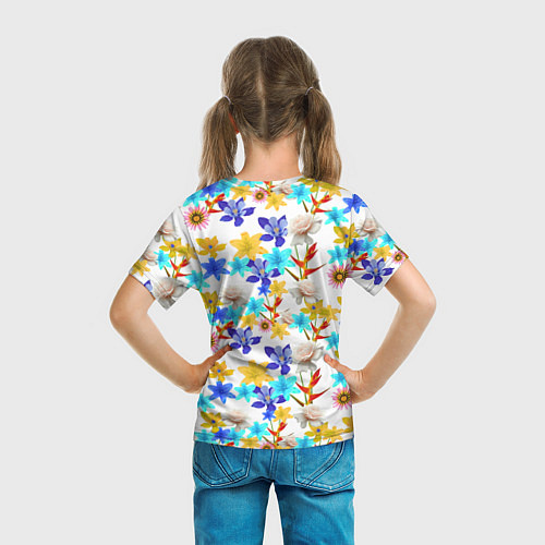 Детская футболка Узор из весенних цветов / 3D-принт – фото 6