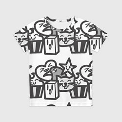 Футболка детская Чёрно-белые дудлы, цвет: 3D-принт