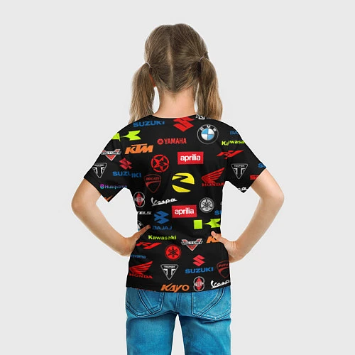 Детская футболка Motorcycle pattern Мото паттерн Z / 3D-принт – фото 6