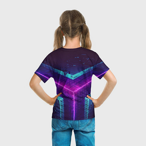Детская футболка Неоновые грани 3D / 3D-принт – фото 6