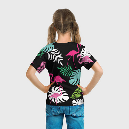 Детская футболка Фламинго с цветами / 3D-принт – фото 6