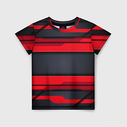Футболка детская Red and Black 3D abstract, цвет: 3D-принт